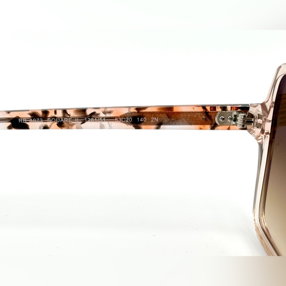 Ray-Ban 1281/51 Sunglasses transparent Brown Large Square Frame Rb1973 - Picture 11 of 12